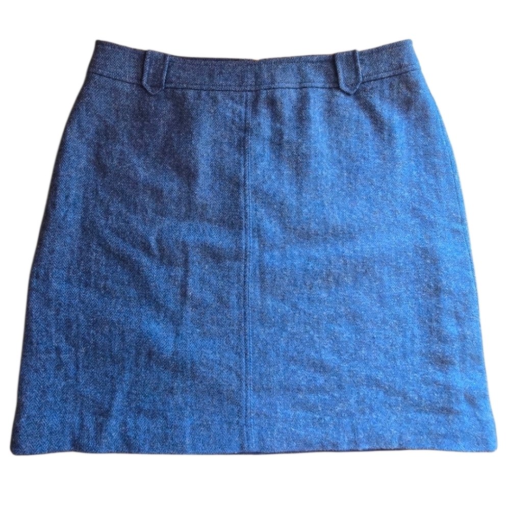 Talbots Royal Blue Wool Blend Herringbone Skirt Size 14 Office Attire - Picture 1 of 10